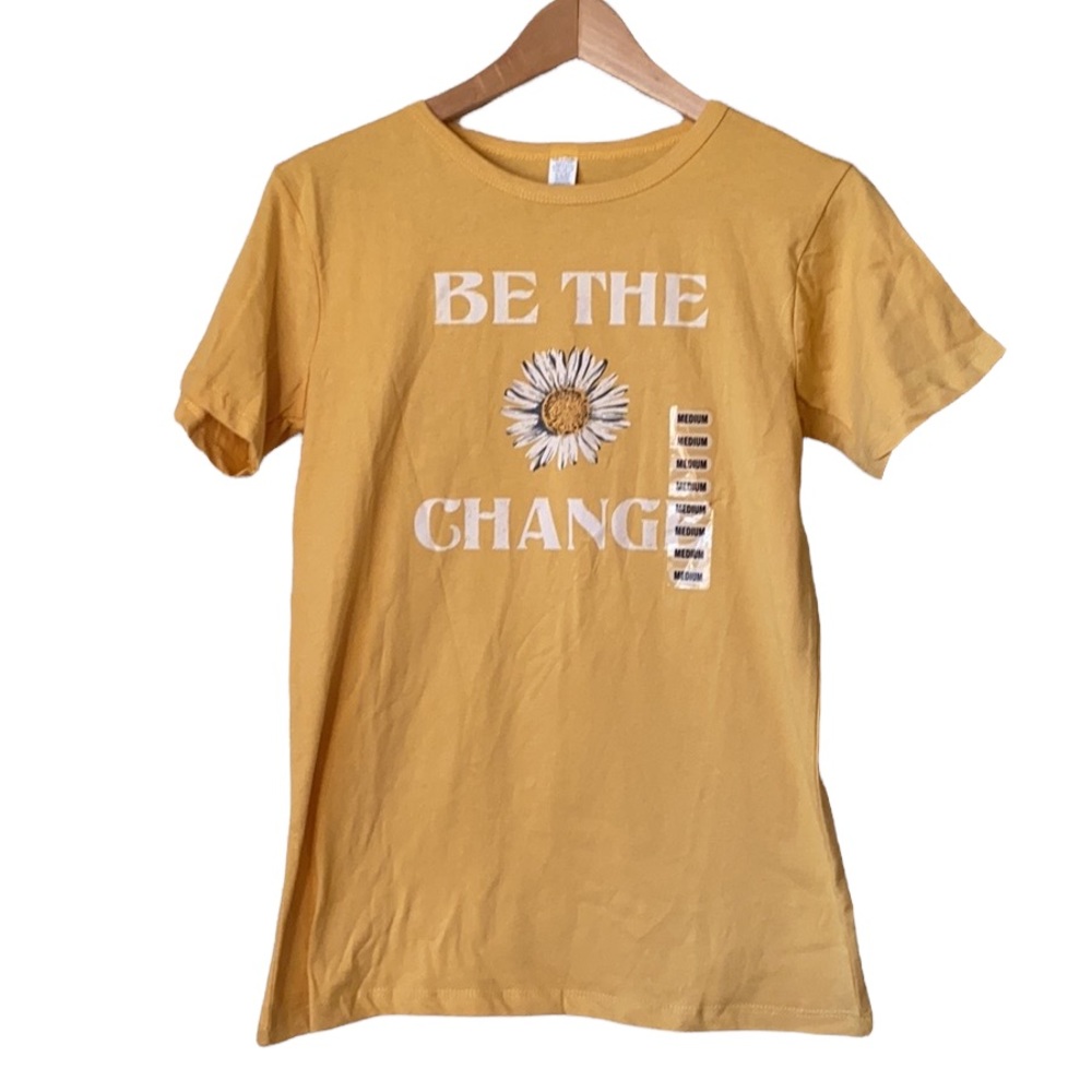 Be The Change Daisy Graphic Yellow Tee- M